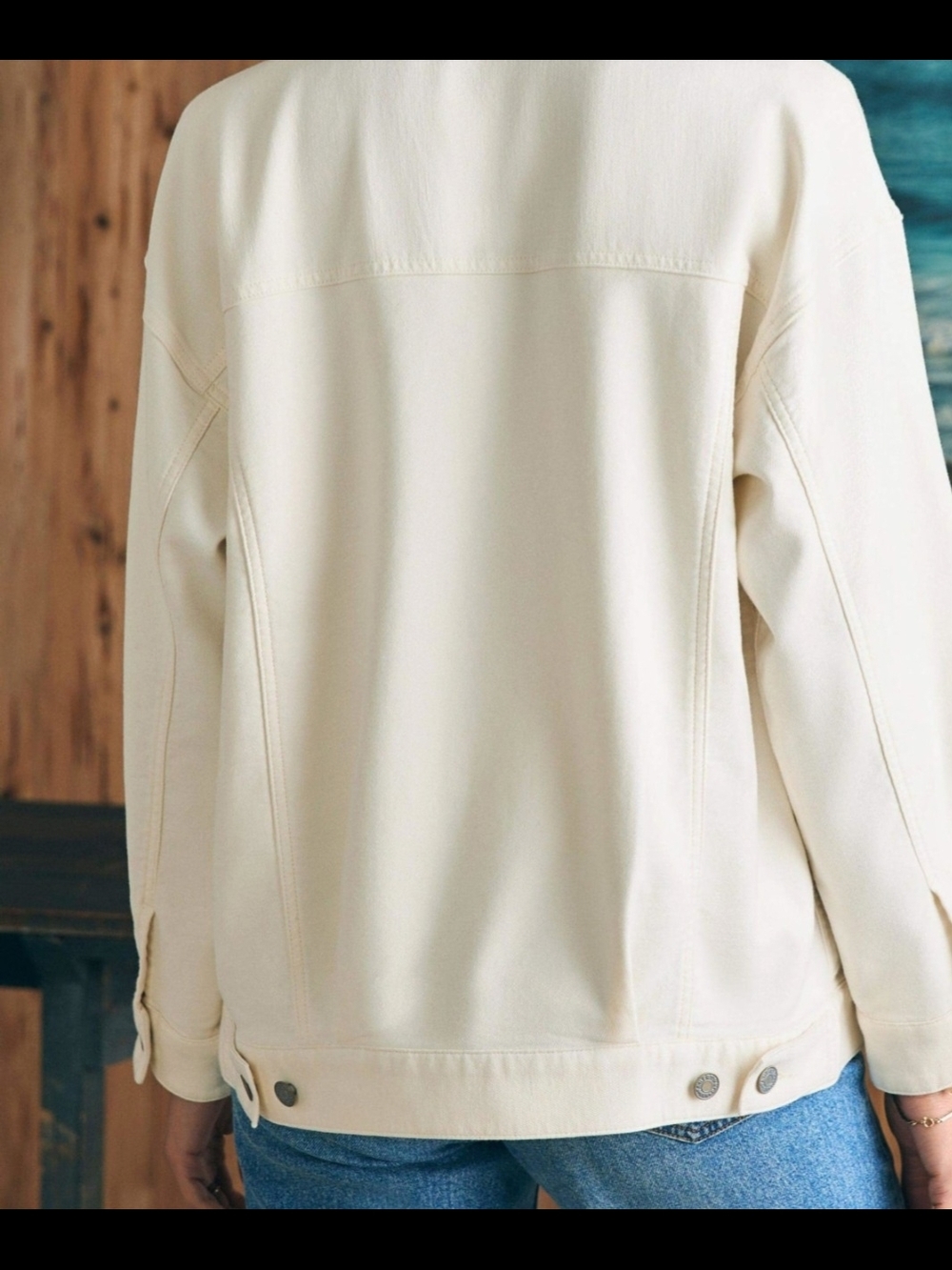 Faherty Off-White Button-Front Jean Jacket - Picture 8 of 9
